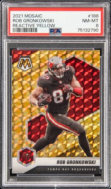 2021 Panini Mosaic Rob Gronkowski Reactive Yellow #188 card image