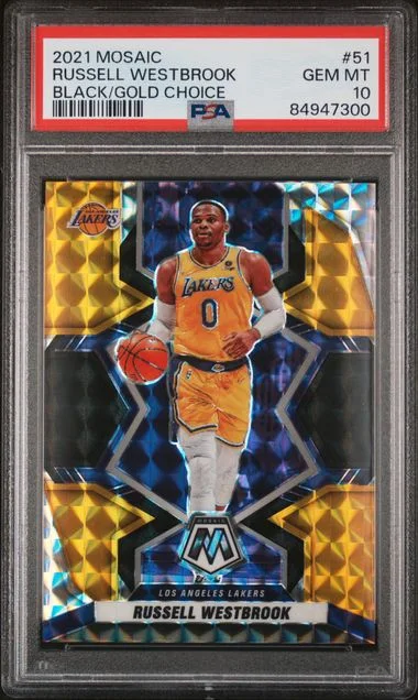 2021 Panini Mosaic Russell Westbrook Black/Gold Choice #51 card image