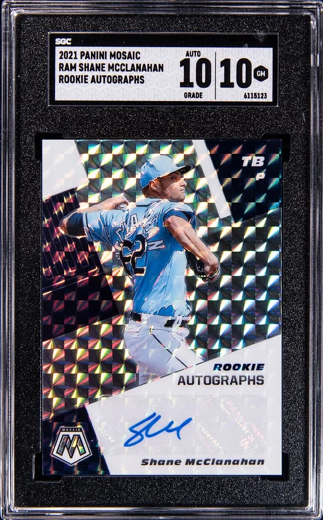 2021 Panini Mosaic Shane McClanahan Autographs Red Yellow Choice #RAMSM card image