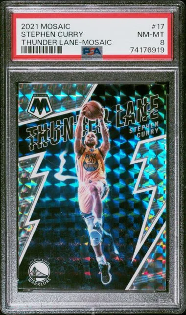 2021 Panini Mosaic Stephen Curry Thunder Lane #17 card image