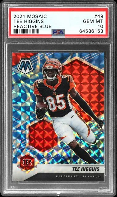 2021 Panini Mosaic Tee Higgins Reactive Blue #49 card image