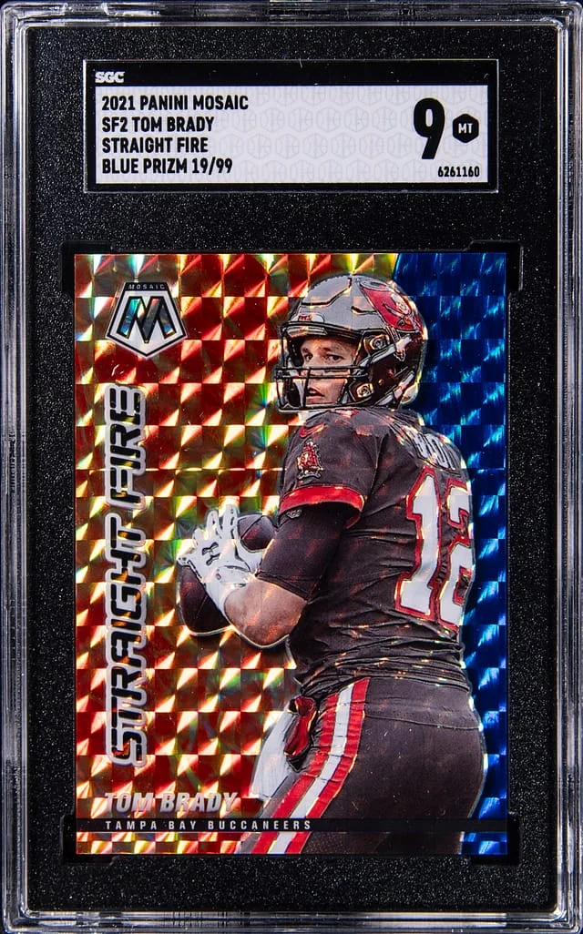 2021 Panini Mosaic Tom Brady Straight Fire Blue Prizm #SF2 card image