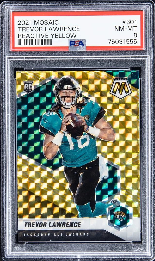 2021 Panini Mosaic Trevor Lawerence Prizm Reactive Yellow #301 card image