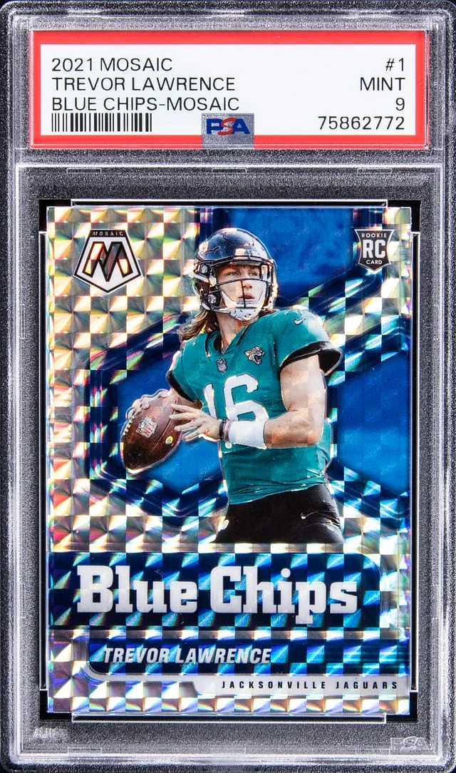 2021 Panini Mosaic Trevor Lawrence Blue Chips Mosaic #1 card image