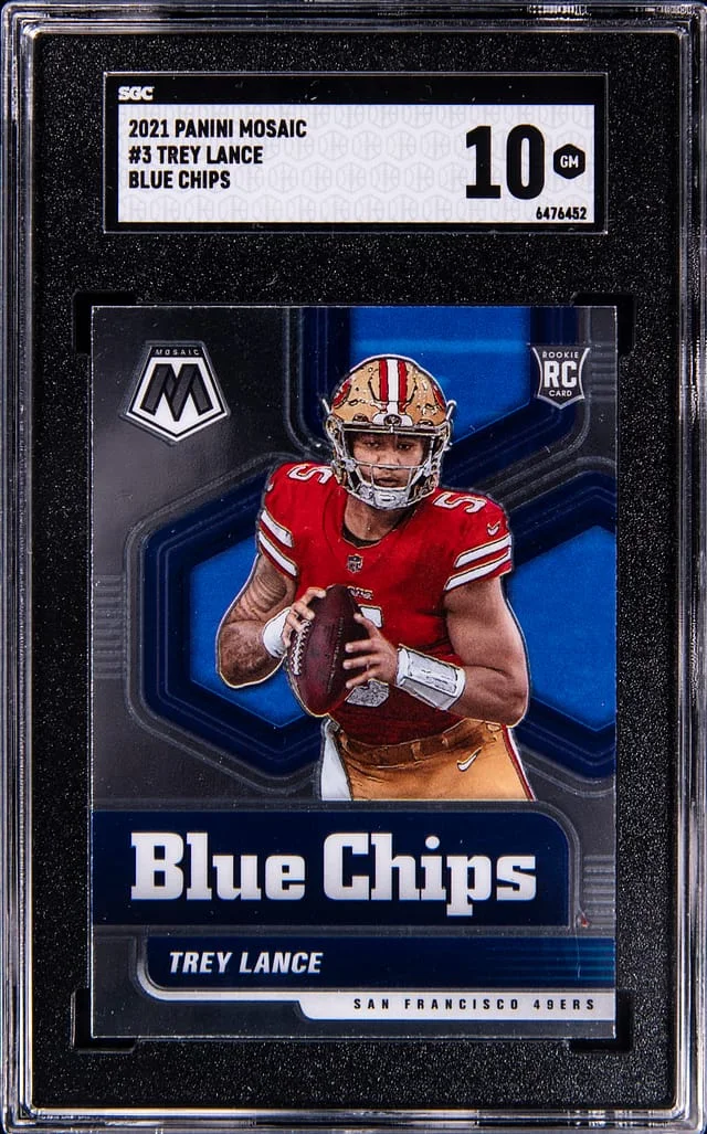 2021 Panini Mosaic Trey Lance Blue Chips #3 card image