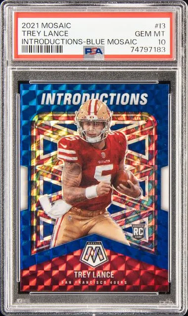 2021 Panini Mosaic Trey Lance Introductions Blue Mosaic #I-3 card image