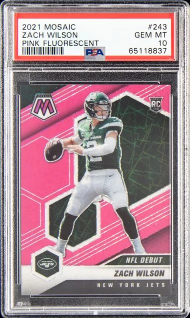 2021 Panini Mosaic Zach Wilson Pink Fluorescent #243 card image