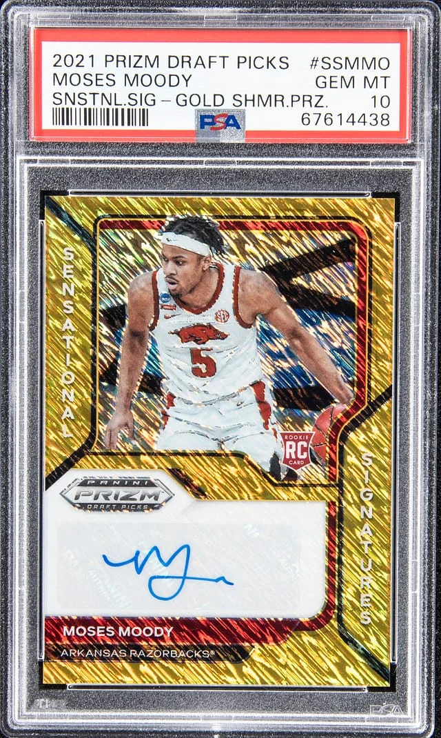 2021 Panini Moses Moody Draft Picks Sensational Signature Gold Shimmer Prizm #SS-MMO card image