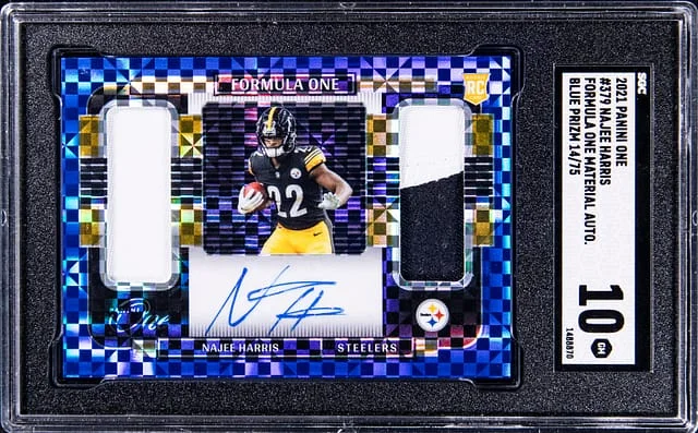 2021 Panini Najee Harris One Formula One Material Blue Prizm #379 card image