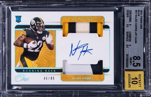 2021 Panini Najee Harris One Patch Autograph (RPA) Blue #41 card image