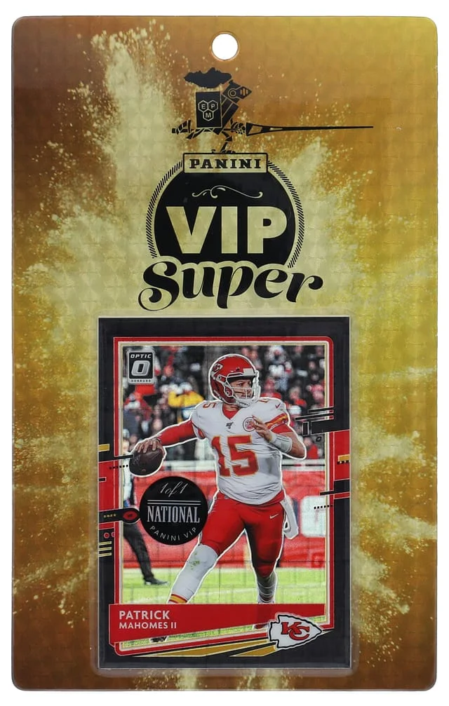 2021 Panini National Sports Collectors Convention Super VIP Pass - Featuring Donruss Optic Patrick Mahomes II Black Pandora Collectible #no-number card image