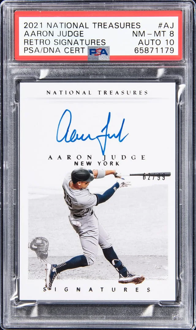 2021 Panini National Treasures Aaron Judge Retro Signatures #RS-AJ card image