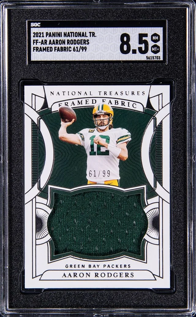 2021 Panini National Treasures Aaron Rodgers Framed Fabric #FF-AR card image