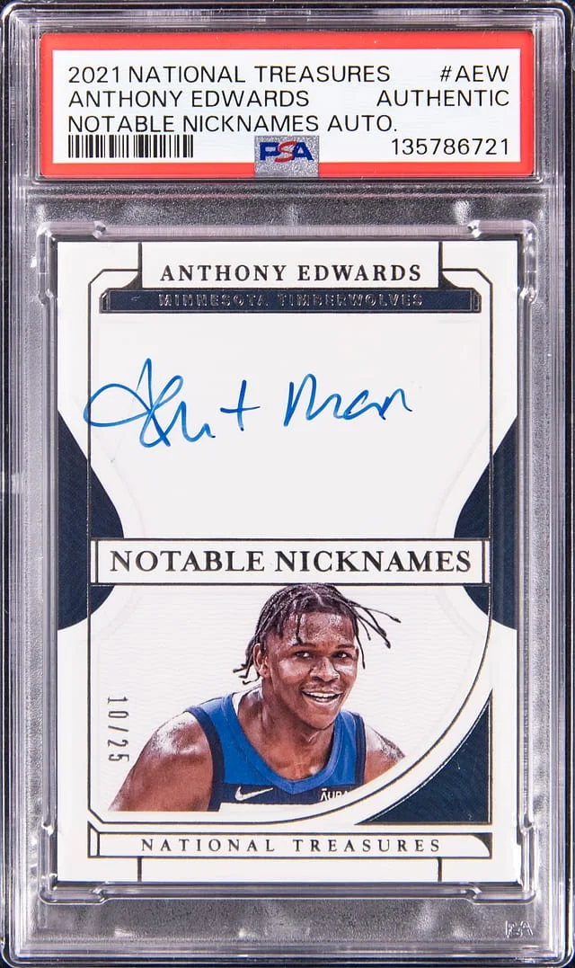 2021 Panini National Treasures Anthony Edwards Notable Nicknames #NN-AEW card image