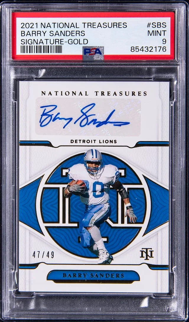 2021 Panini National Treasures Barry Sanders Signature-Gold #SBS card image