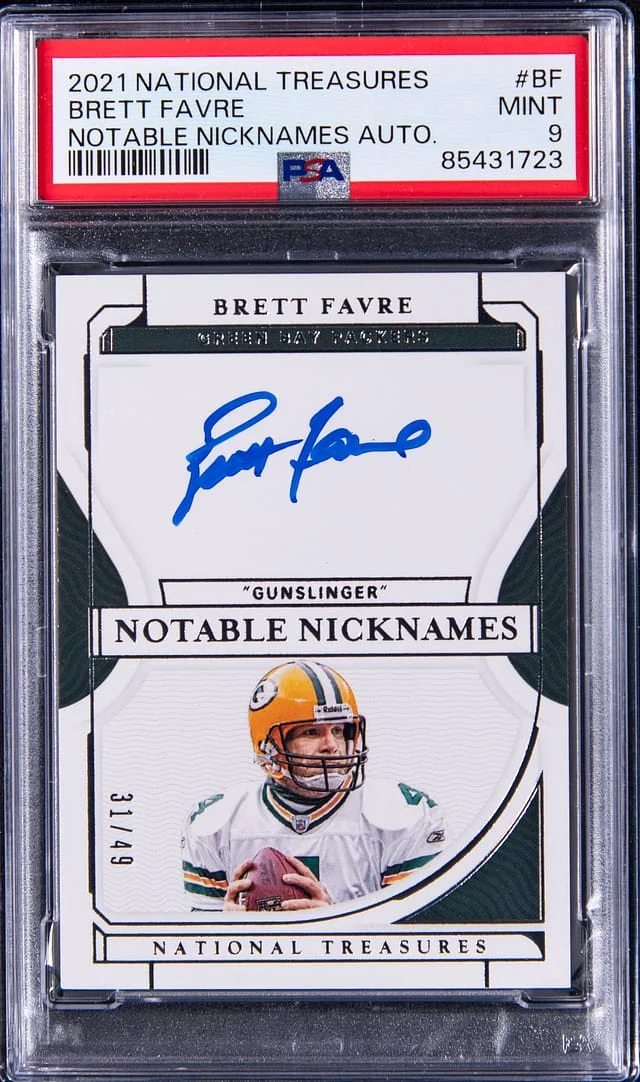2021 Panini National Treasures Brett Favre Notable Nicknames Autograph #BF card image