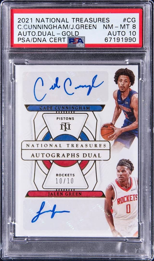 2021 Panini National Treasures Cade Cunningham/Jalen Dual Autograph Gold #CG card image