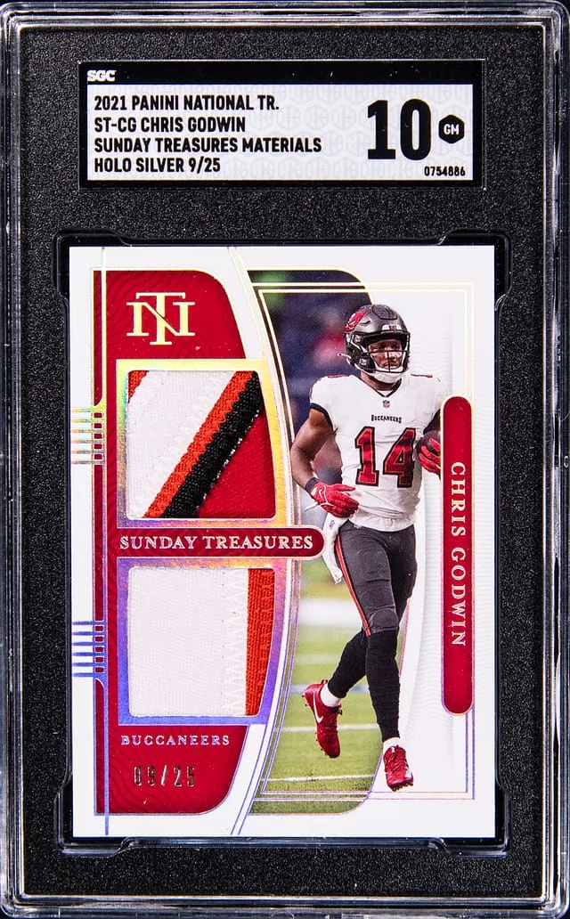 2021 Panini National Treasures Chris Godwin Sunday Treasures Materials Holo Silver #ST-CG card image