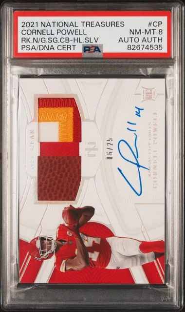 2021 Panini National Treasures Cornell Powell NFL Gear Signature Combos Holo Silver #CP card image