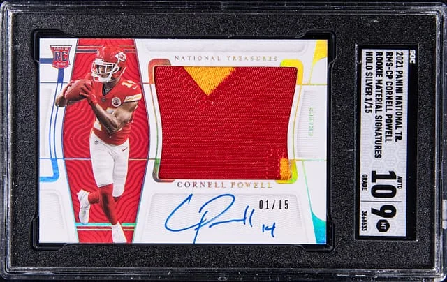 2021 Panini National Treasures Cornell Powell Material Signatures Holo Silver #RMS-CP card image