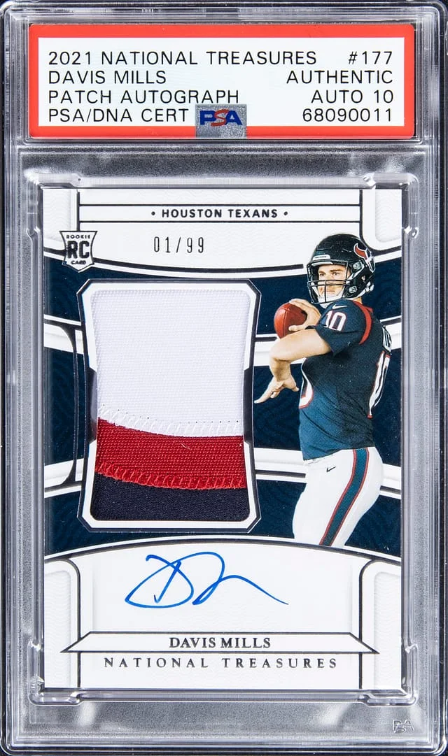 2021 Panini National Treasures Davis Mills Patch Autograph (RPA) #177 card image