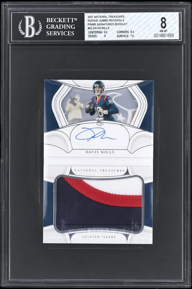 2021 Panini National Treasures Davis Mills Jumbo Materials Prime Signatures Booklet #22 card image