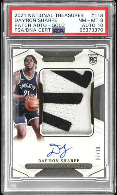 2021 Panini National Treasures Day'Ron Sharpe Patch Autograph-Gold #118 card image