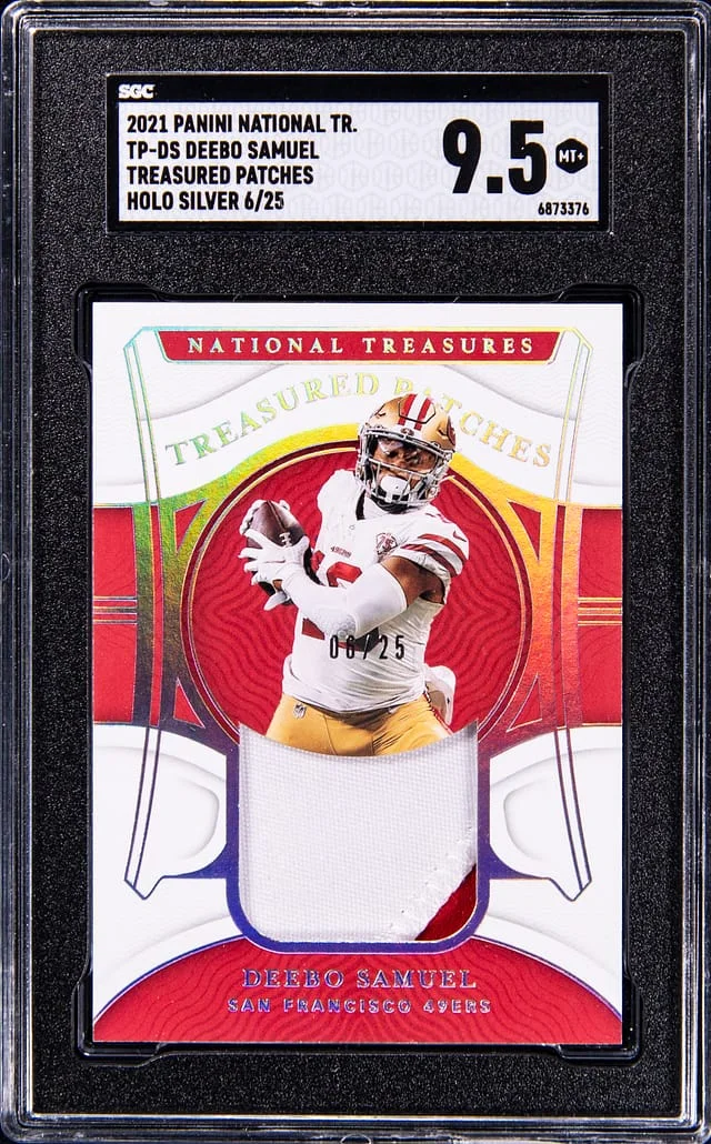 2021 Panini National Treasures Deebo Samuel Treasured Patches Holo Silver #TP-DS card image