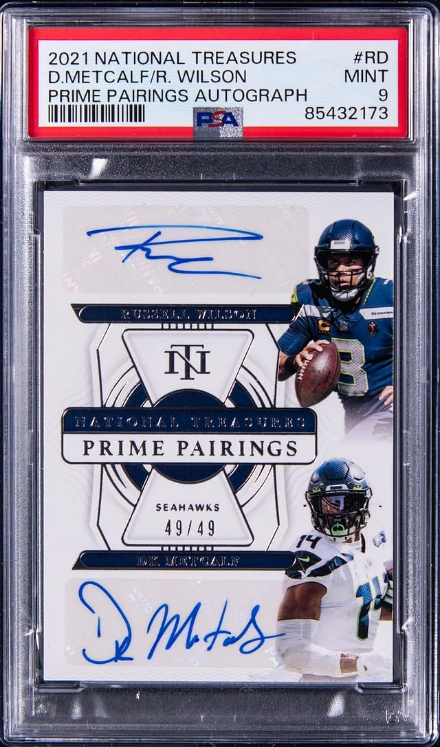 2021 Panini National Treasures DJ Metcalf/Russell Wilson Prime Pairings Autograph #RD card image