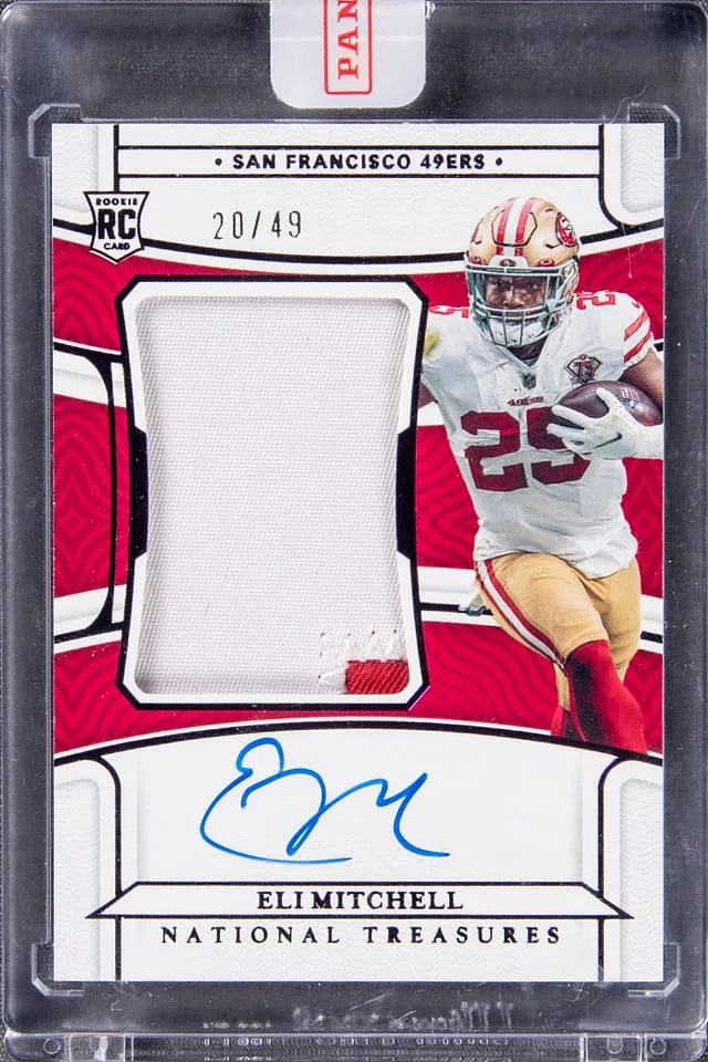 2021 Panini National Treasures Eli Mitchell Patch Autograph-Purple #204 card image
