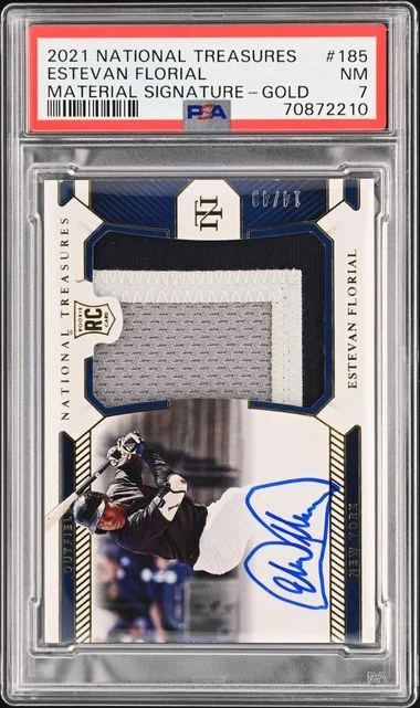 2021 Panini National Treasures Estevan Florial Material Signature Gold #185 card image