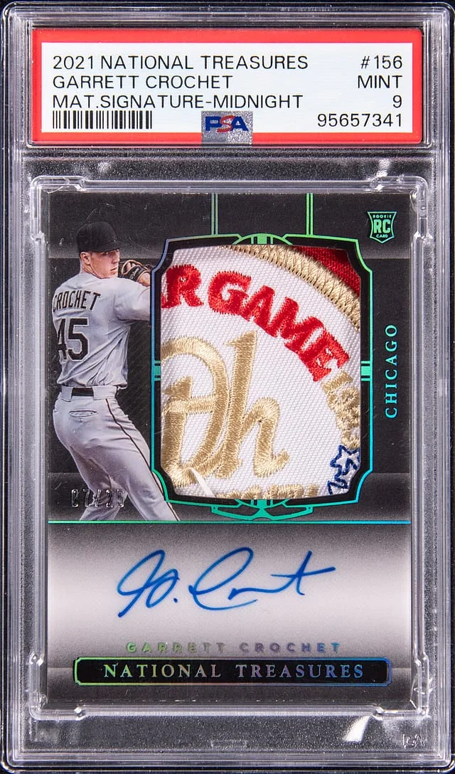 2021 Panini National Treasures Garrett Crochet Material Signatures Midnight #156 card image