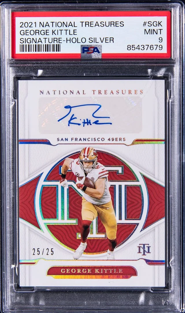 2021 Panini National Treasures George Kittle Signature Holo Silver #SGK card image