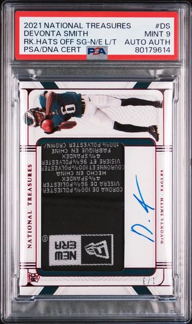2021 Panini National Treasures Hats Off Signatures New Era Laundry #no-number card image