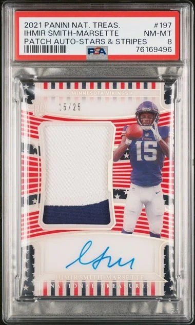 2021 Panini National Treasures Ihmir Smith-Marsette Patch Autograph-Stars & Stripes #197 card image