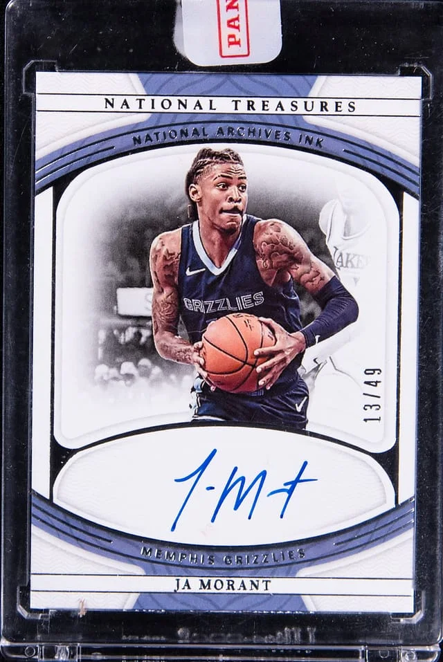 2021 Panini National Treasures Ja Morant - Panini Encased Archives Ink #NAI-JAM card image