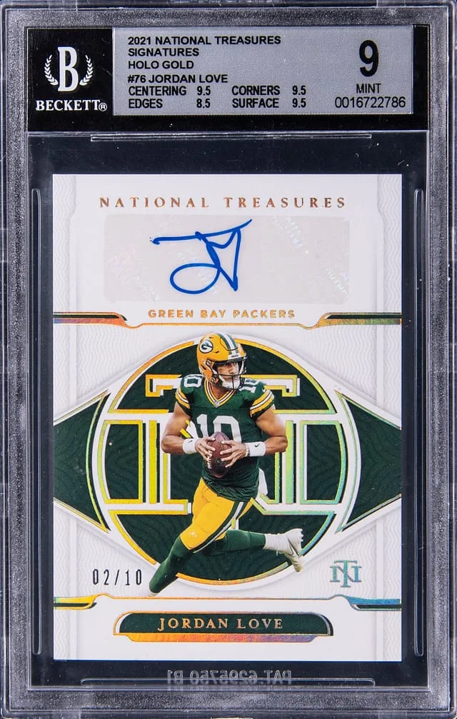 2021 Panini National Treasures Jordan Love Signatures Holo Gold #S-JOL card image