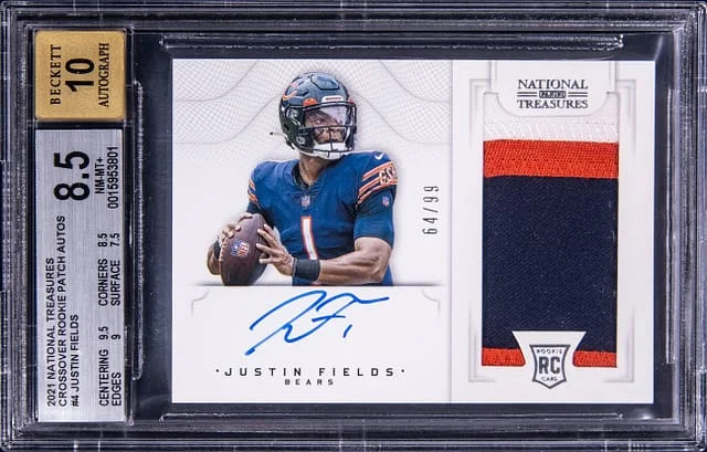 2021 Panini National Treasures Justin Fields Crossover Patch Autograph (RPA) #CRS-JF card image
