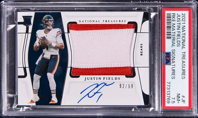 2021 Panini National Treasures Justin Fields Material Signatures #JF card image