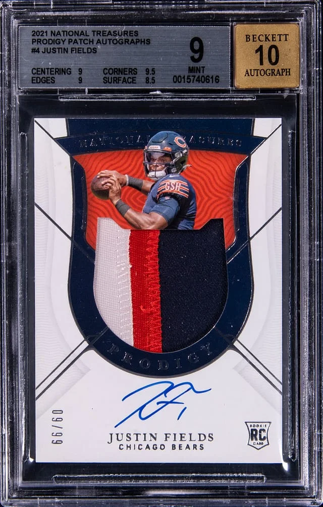 2021 Panini National Treasures Justin Fields Prodigy Patch Autograph #PPA-JF card image