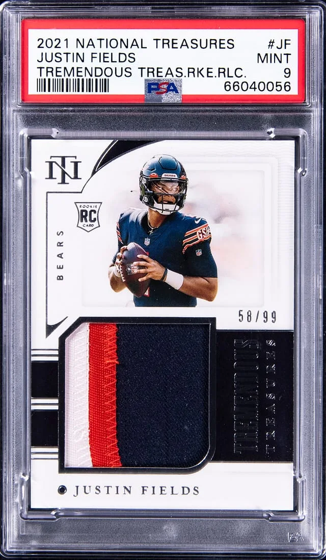2021 Panini National Treasures Justin Fields Tremendous Treasures Relic #TTR-JF card image