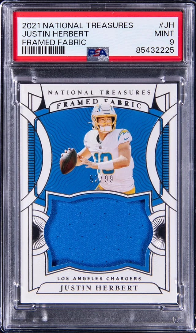 2021 Panini National Treasures Justin Hebert Framed Fabric #JH card image