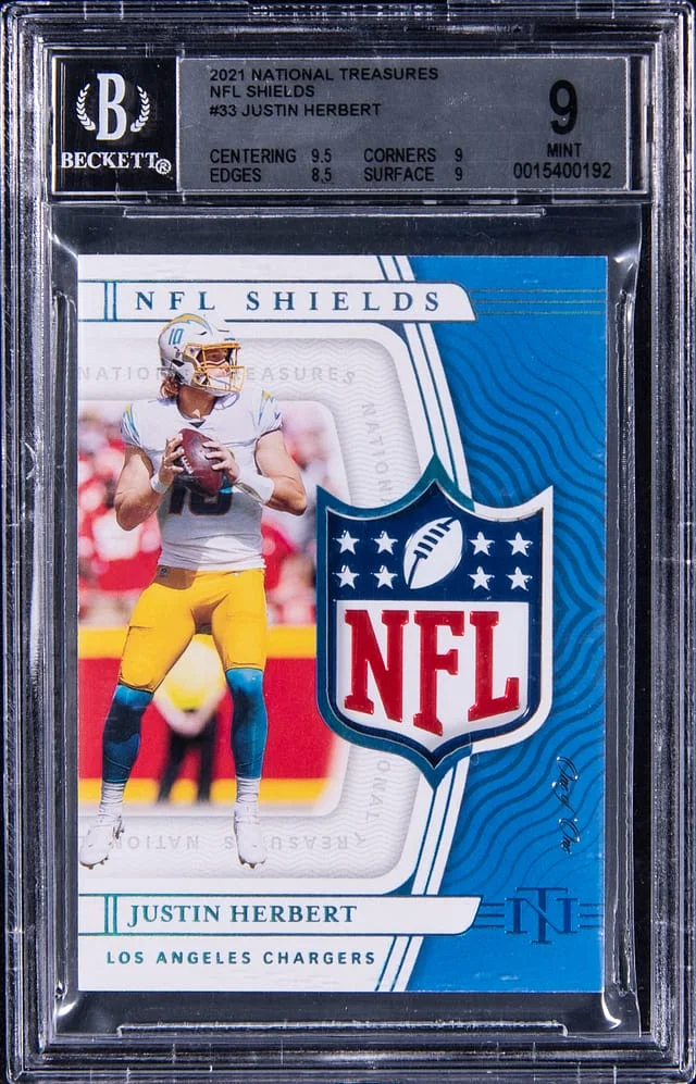 2021 Panini National Treasures Justin Herbert NFL Shields #33 card image