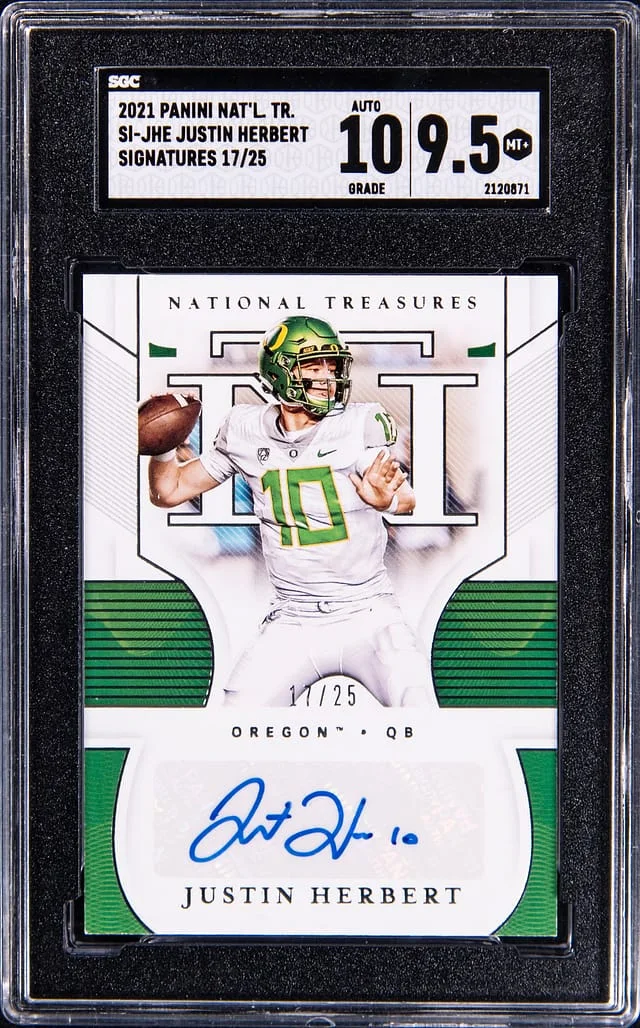2021 Panini National Treasures Justin Herbert Signatures #SI-JHE card image