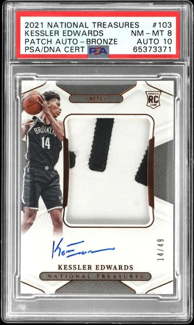 2021 Panini National Treasures Kessler Edwards Patch Autograph-Bronze #103 card image