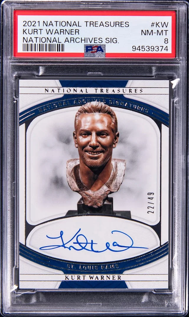 2021 Panini National Treasures Kurt Warner National Archives Signature #NA-KW card image