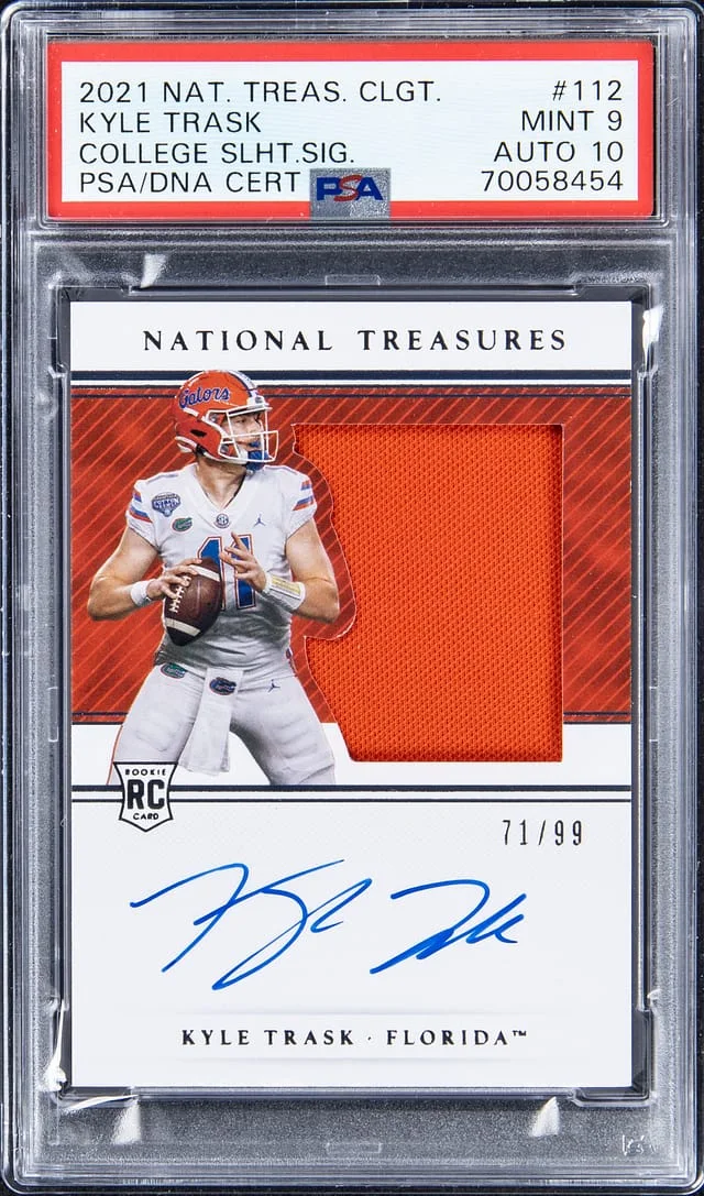 2021 Panini National Treasures Kyle Trask Collegiate College Silhoutte Signatures #112 card image