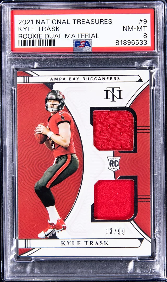 2021 Panini National Treasures Kyle Trask Dual Material #RDM-9 card image