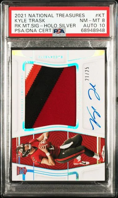 2021 Panini National Treasures Kyle Trask Material Signature #RMS-KT card image