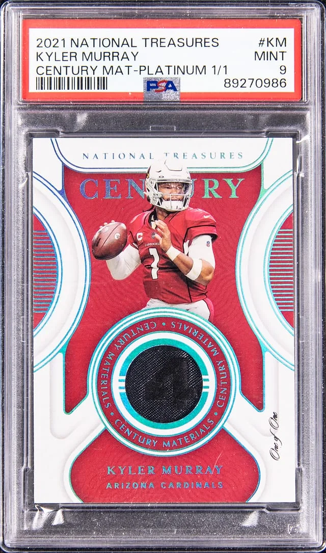 2021 Panini National Treasures Kyler Murray Century Material Platinum #CM-KM card image